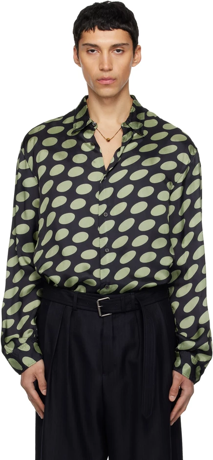 Мужская рубашка Dries Van Noten в горошек, черная