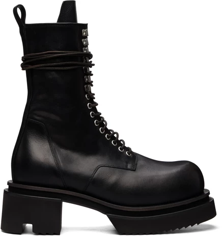 Rick Owens Black Tower Lace Up Bogun Boots black