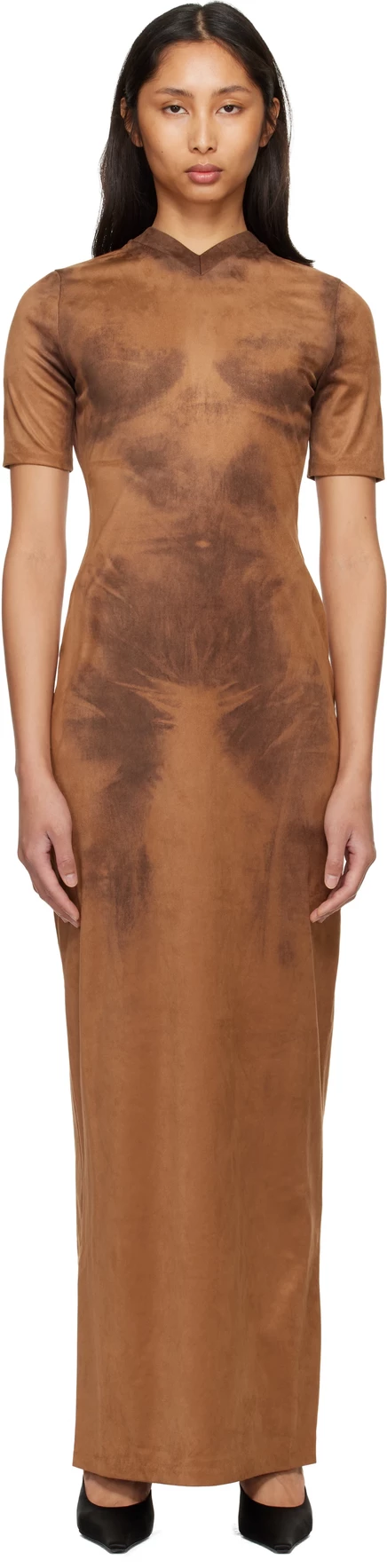 Женское макси-платье Acne Studios, коричневое