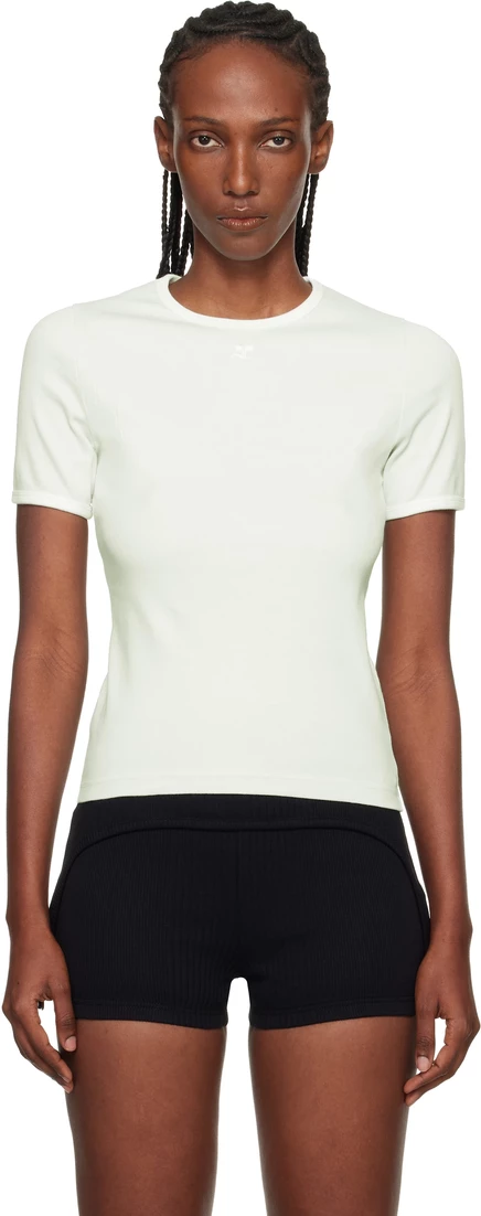 Женская футболка Courrèges Signature, мятно-белая