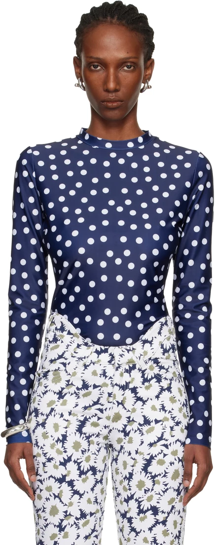 Женская футболка Jean Paul Gaultier Polka-Dot, синяя/белая