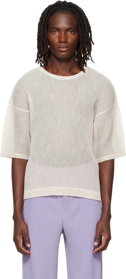 Мужская футболка Homme Plissé Rustic Mesh, молочная