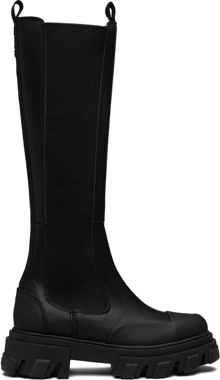 Женские высокие челси Ganni Cleated, черные