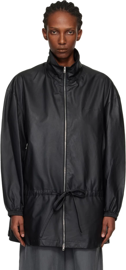Женская кожаная куртка Alexander Wang Drop Waist, черная