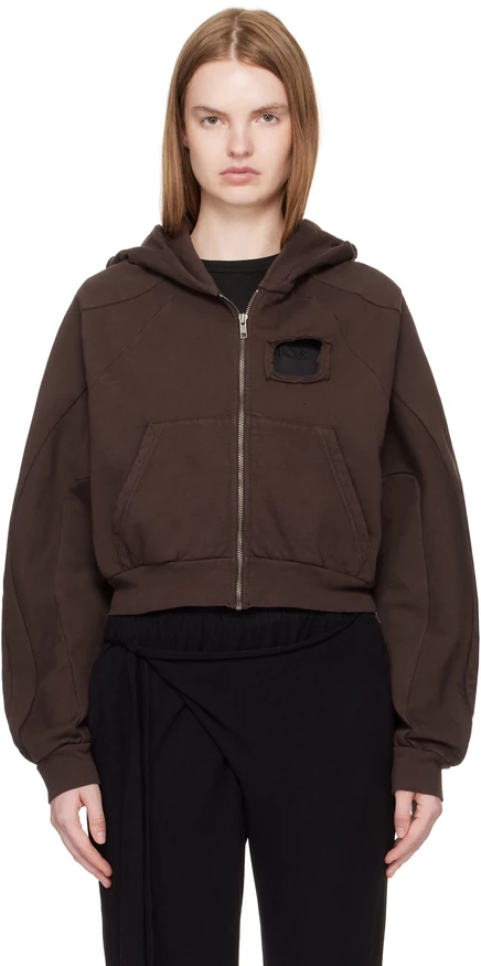 Женское худи Ottolinger Distressed Zip, коричневое
