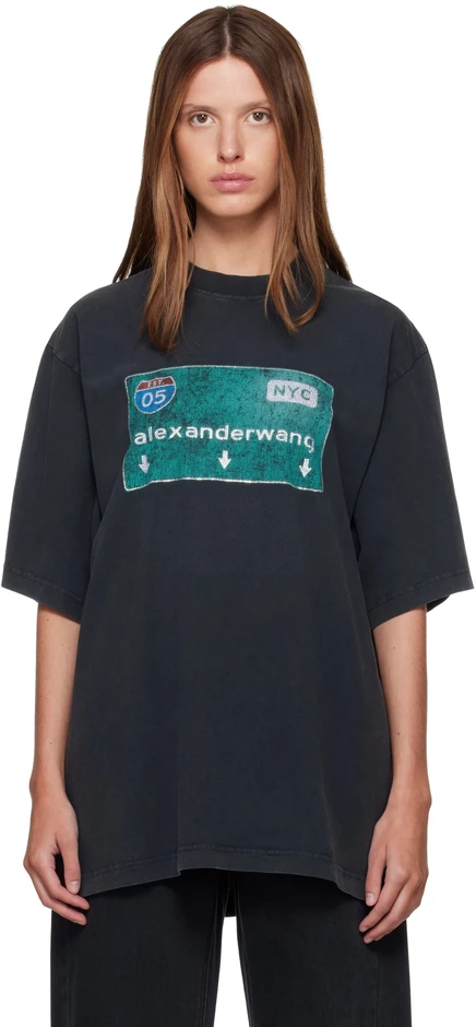 Женская футболка Alexander Wang Street Sign, черная
