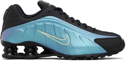 Мужские кроссовки Nike Shox R4 низкие, сапфировый/лаймовый