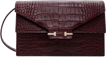Женская мини-сумка Tom Ford Soft Croc, бордовая