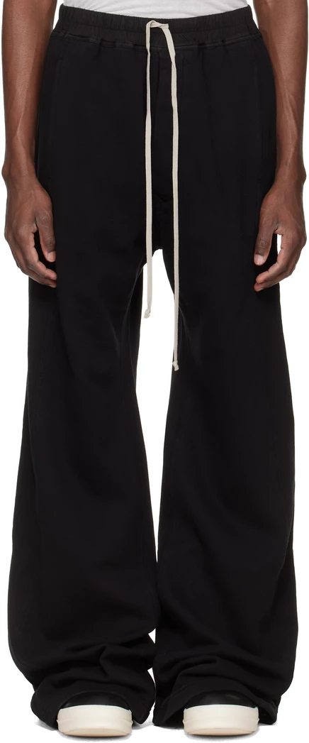Спортивные брюки Rick Owens DRKSHDW Black с широкими штанинами-толкателями черного цвета