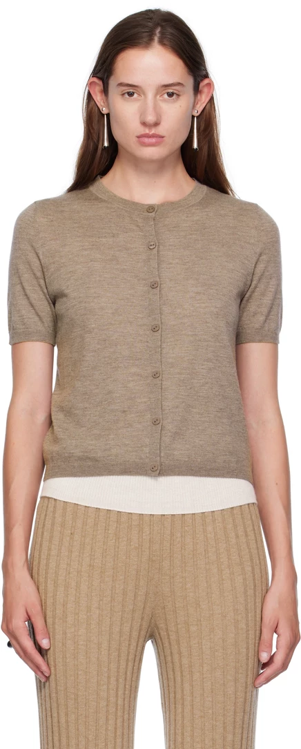 Taupe Cashmere Cardigan deep truffle