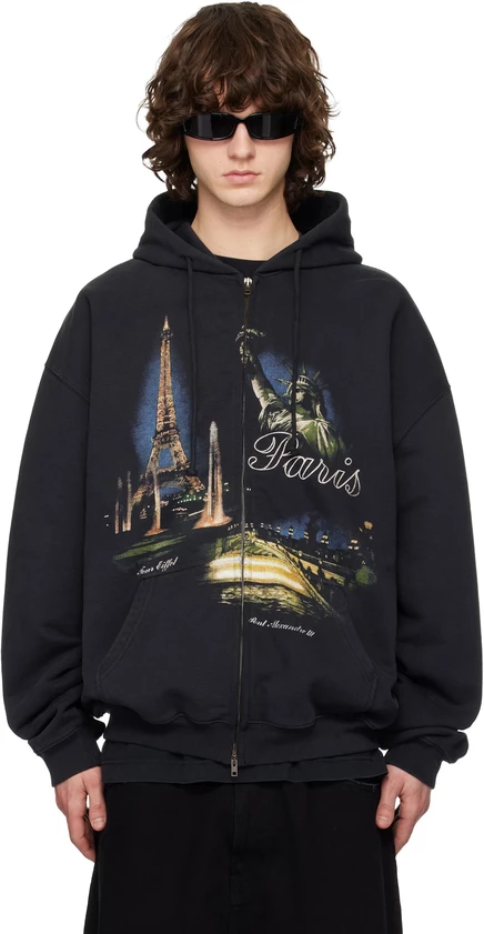 Мужское худи VETEMENTS «Парижский турист», чёрное