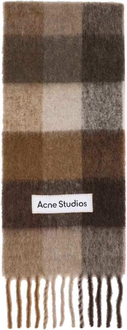 Мужской шарф Acne Studios, темный/белый/коричневый