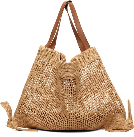 Сумка-тоут HEREU бежевого цвета из сетки Cador Raffia натурального/коричневого цвета