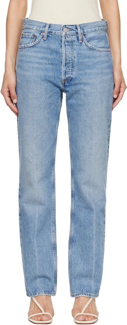 Винтажные прямые джинсы AGOLDE Blue Lana с высокой посадкой brink