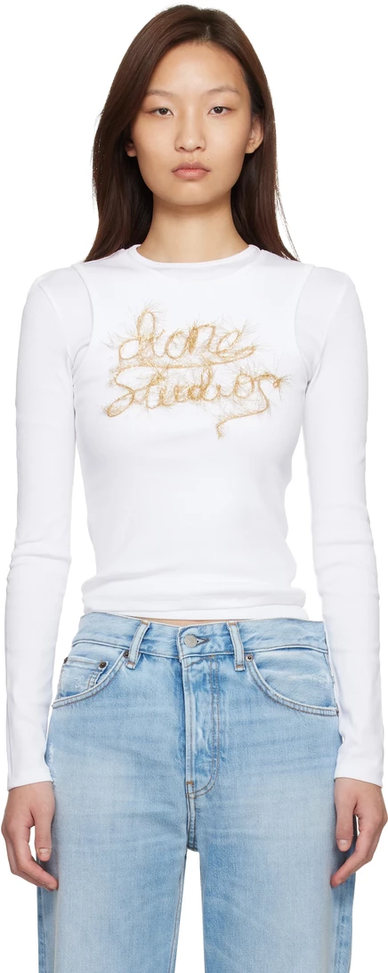 Женская футболка Acne Studios Layered Logo, белая