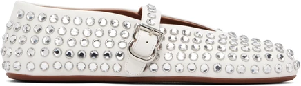 Женские балетки Alaïa Strass из кожи ягненка, белые