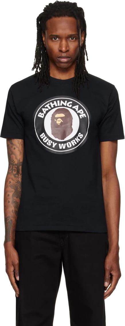 Мужская футболка BAPE Busy Works, черно-черная