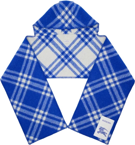 Мужской шарф Burberry с капюшоном в клетку, темно-синий