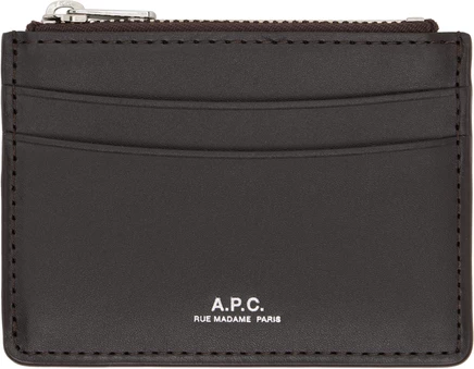 Мужской картхолдер A.P.C. Paris, кожаный, темно-коричневый