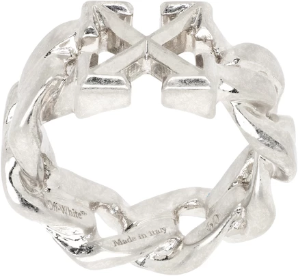 Мужское кольцо Off-White Arrow Chain, серебристое