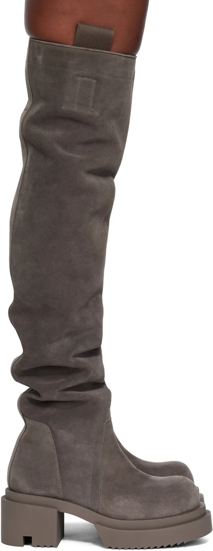 Rick Owens Gray Concordians Wader Bogun Tall Boots dark dust