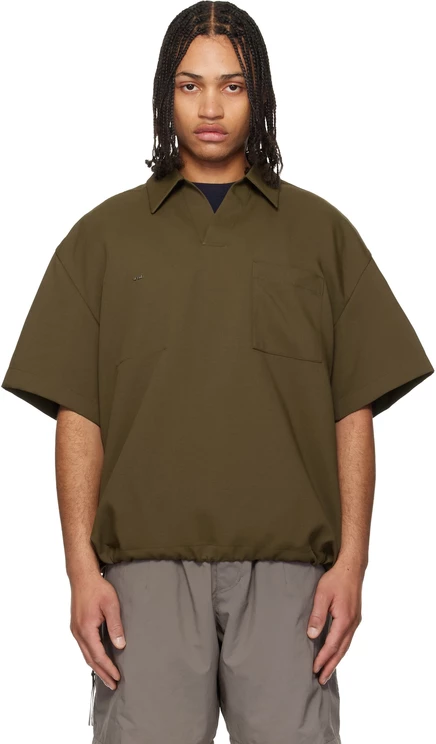 Мужская поло WOOYOUNGMI Khaki Twill Patch Pocket, хаки