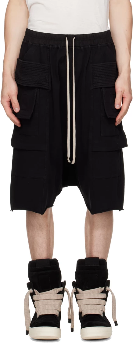 Мужские трикотажные каргошорты Rick Owens Cargobela, черные