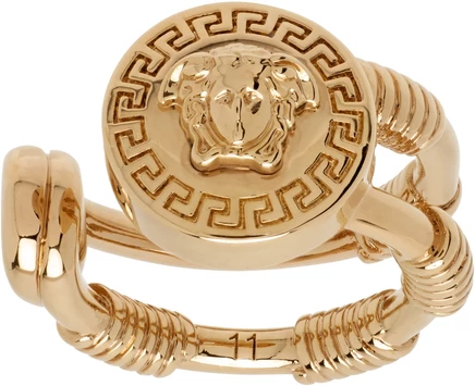 Мужское кольцо Versace Safety Pin, светло-золотое