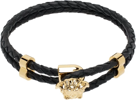 Мужской браслет Versace La Medusa, черно-золотой