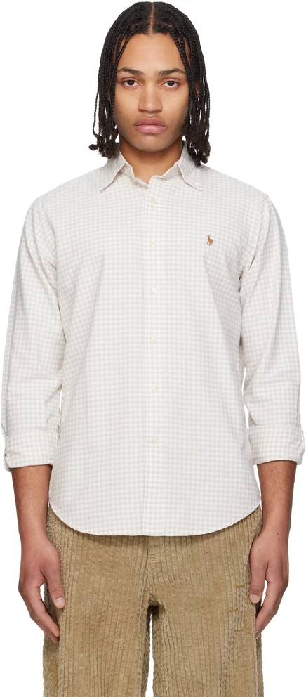 Мужская рубашка Polo Ralph Lauren Oxford, бело-бежевая