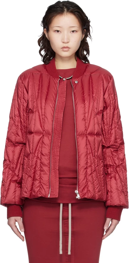 Женский пуховик Rick Owens Moncler Geocamo Flight, красный