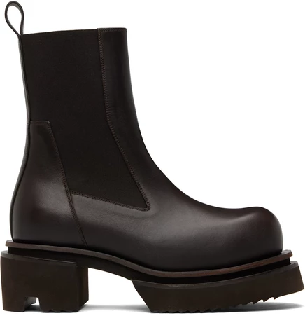 Rick Owens Brown Temple Beatle Bogun Chelsea Boots dark dust