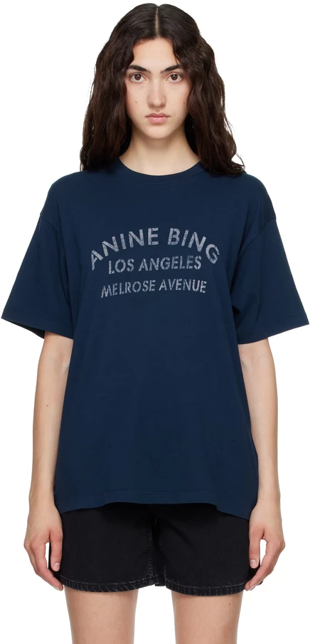 Женская футболка ANINE BING Cade Melrose, темно-синяя