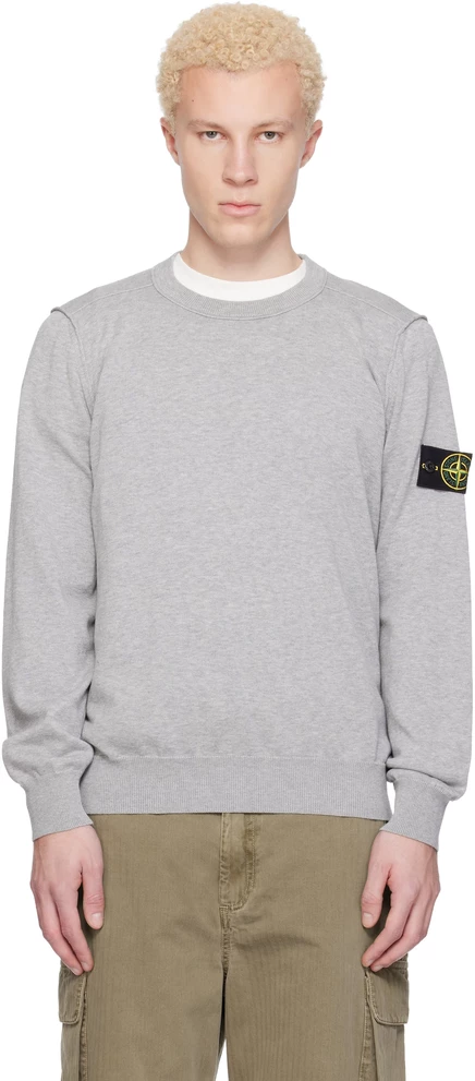 Мужской свитер Stone Island 5100053, серый меланж