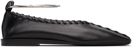 Женские балетки Jil Sander Black Ring, черные/серебристые