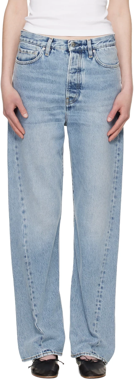 Женские джинсы Toteme Twisted Seam, потерто-синие
