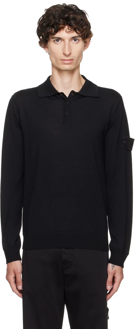 Мужское шерстяное поло Stone Island 5100076, черное