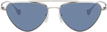 Солнцезащитные очки-авиаторы Jil Sander Silver Oliver Peoples 'Edition 1' чернильно-синего цвета
