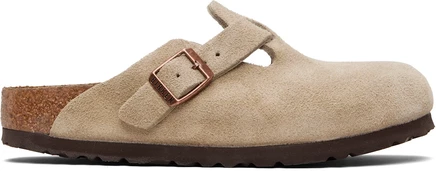 Узкие мокасины-слипоны Birkenstock темно-серого цвета с мягкой стелькой Boston, темно-серые