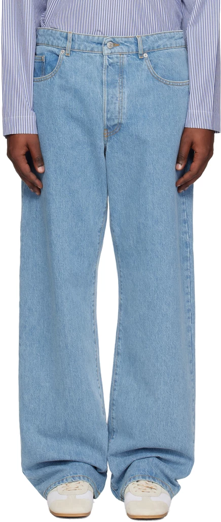 Мужские джинсы Dries Van Noten прямого кроя, голубые