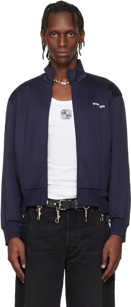 Мужская спортивная куртка VETEMENTS Cut-Up Athletic, темно-синяя