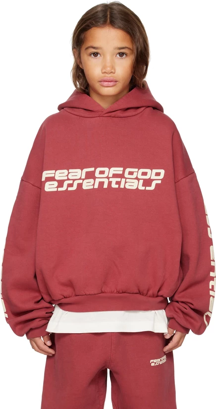 Детское худи Fear of God ESSENTIALS Holiday, бордовое
