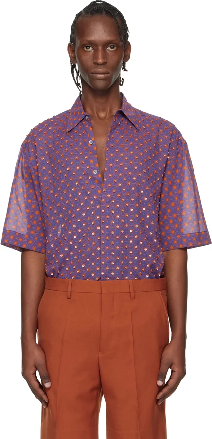 Мужская рубашка Dries Van Noten с пайетками, оранжевая