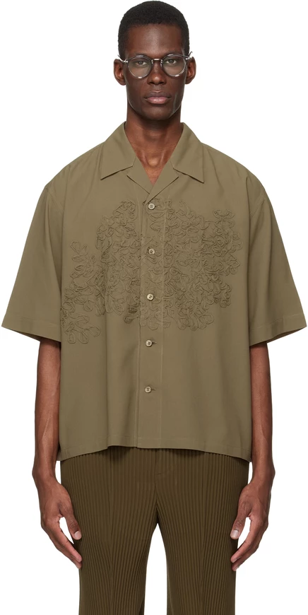 Мужская рубашка Homme Plissé Issey Miyake Embroidery, хаки