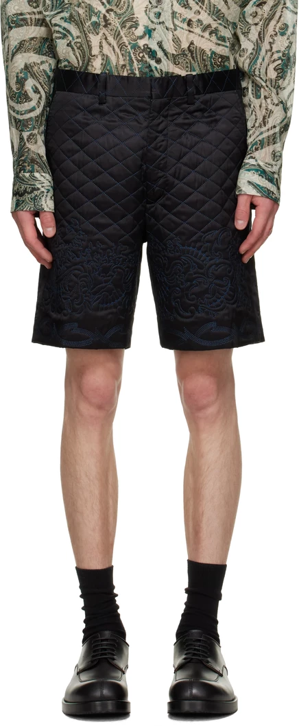 Мужские шелковые шорты Dries van Noten, черные