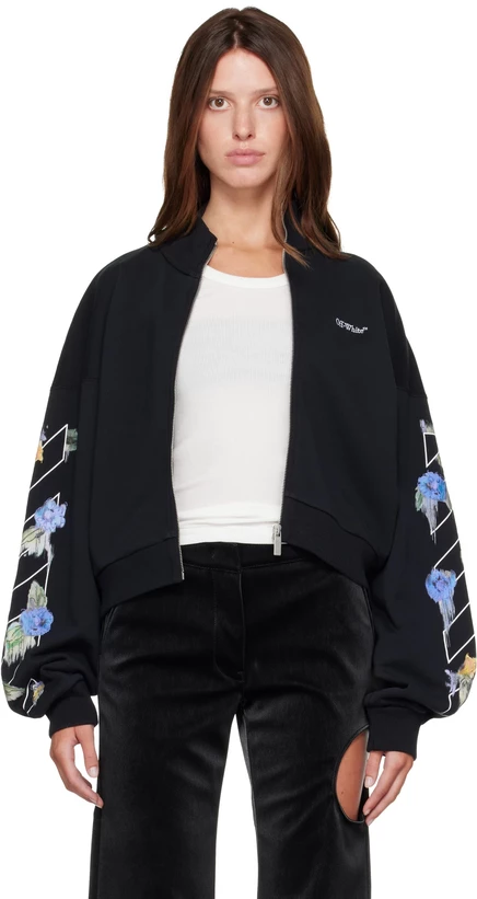 Женский свитшот Off-White Arrow Flower, черный/зеленый