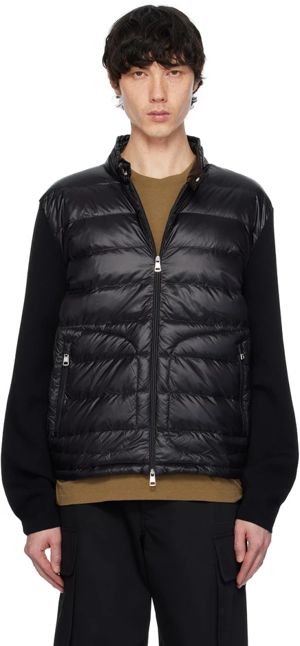 Мужская пуховая куртка Moncler с шерстяными рукавами, черная