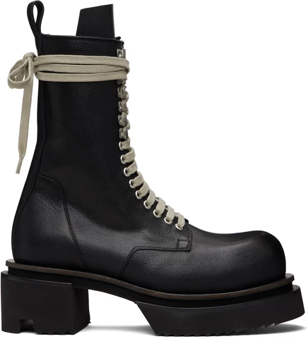 Rick Owens Black Temple Laceup Bogun Boots black