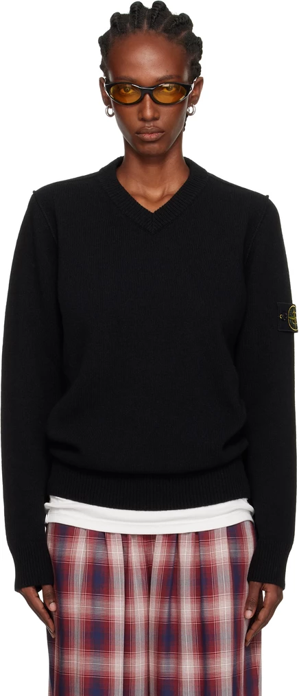 Женский V-свитер Stone Island 5100033, черный