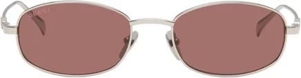 Мужские очки Gucci овальные, серебристо-красные